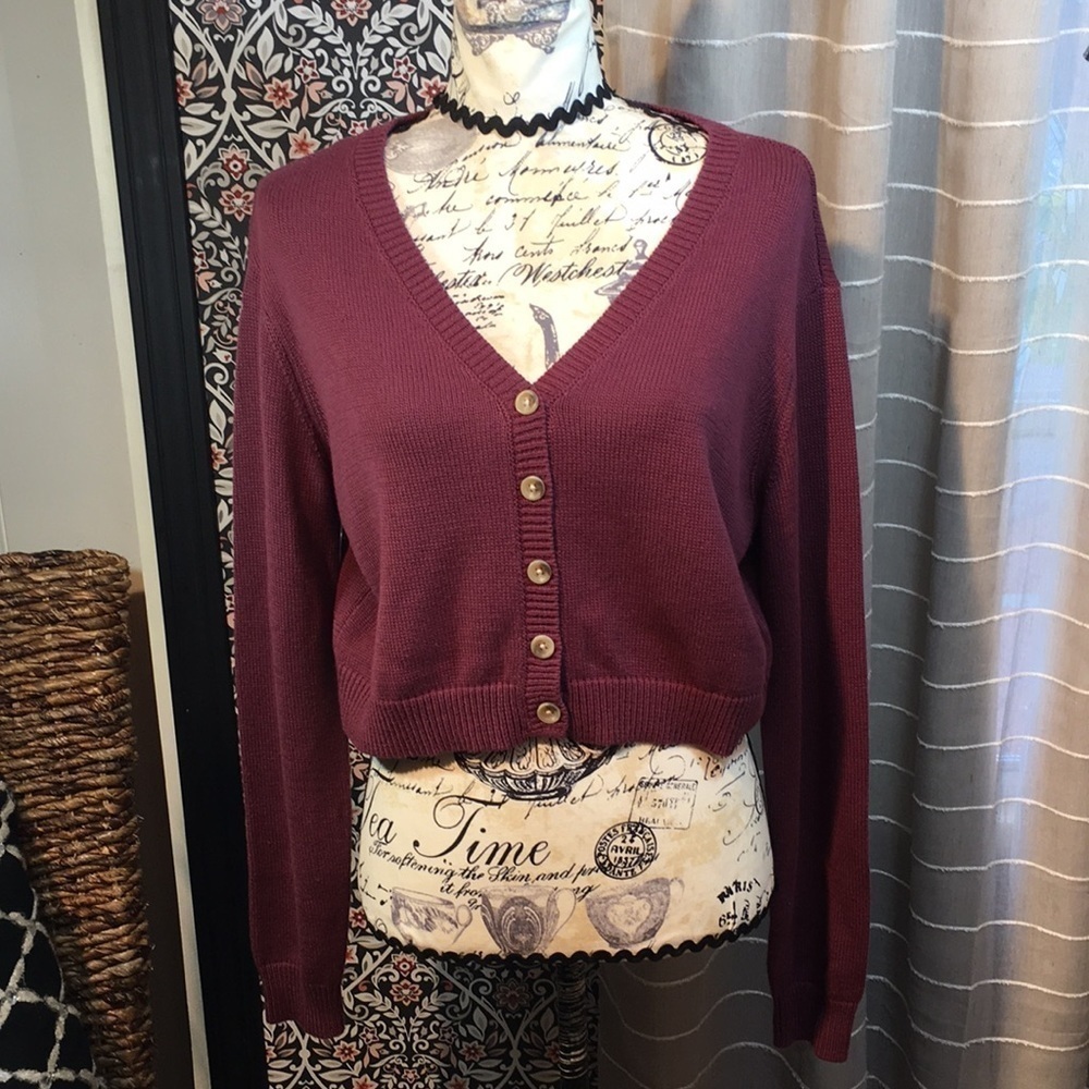 Wild fable V-neck button front cropped cardigan